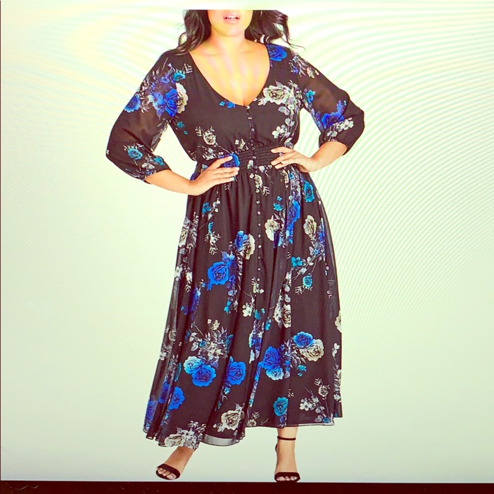 Electric floral print maxi dress